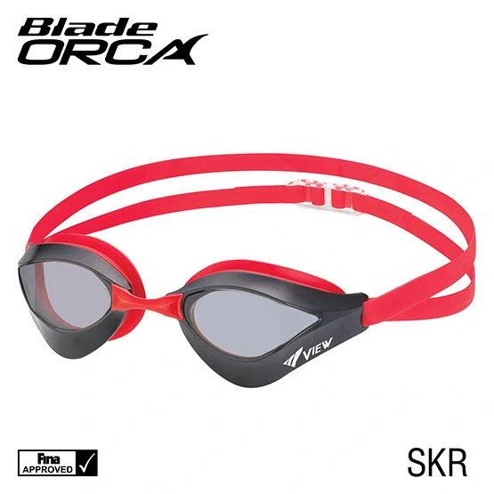 VIEW Schwimmbrille Blade ORCA Mirrored V-230AMR | Rauch/Rot/Dunkel Silber SKRDSL